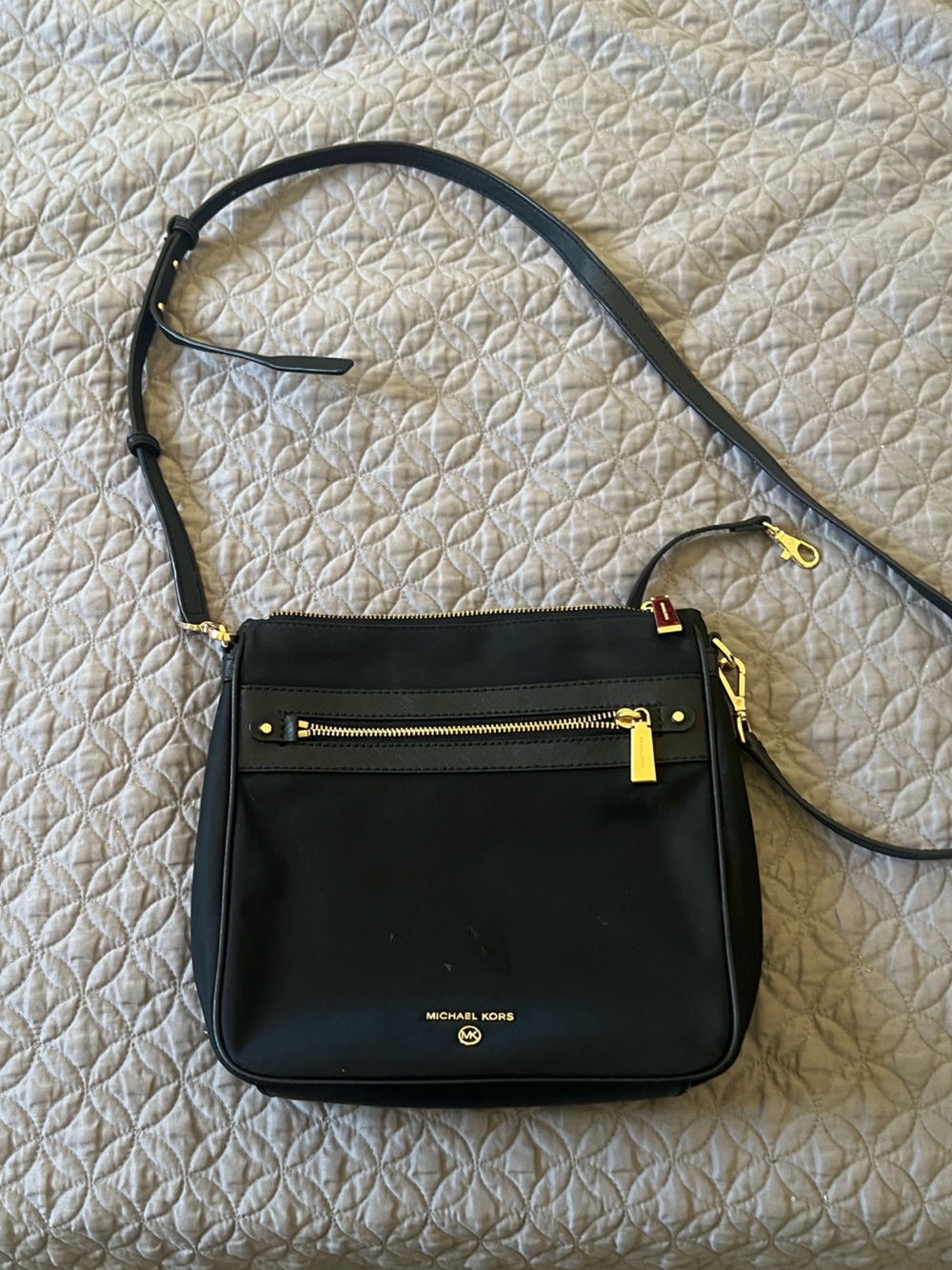 Michael Kors Black Nylon & Leather Crossbody Messenger